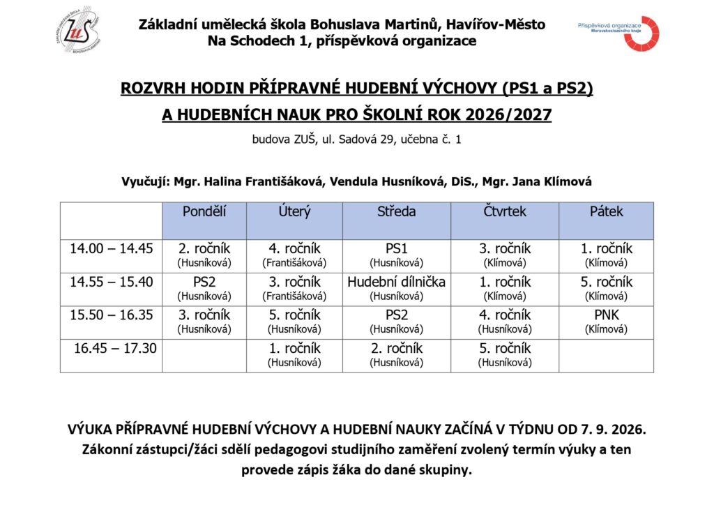 Rozvrh HN Sadová